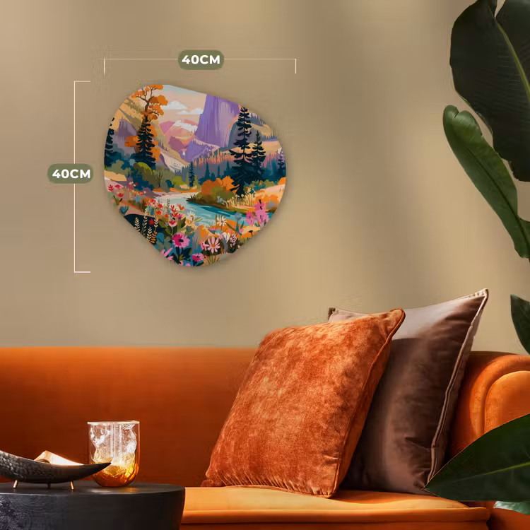 Rivier - Vallei vol bloemen - Levendig Wandcirkel Organisch Forex 3mm klein -sfeer3