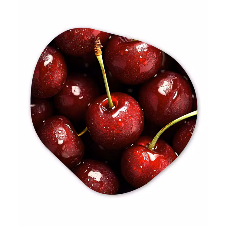 Rood - Fruit - Kersen Wandcirkel Organisch Forex 3mm klein -3d