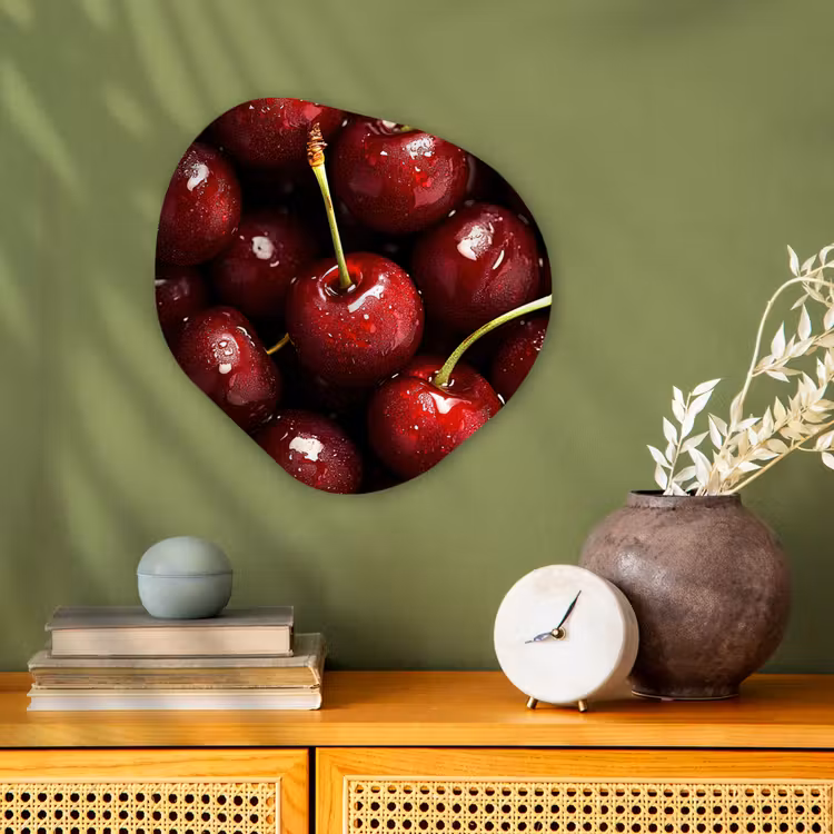 Rood - Fruit - Kersen Wandcirkel Organisch Forex 3mm klein -sfeer2