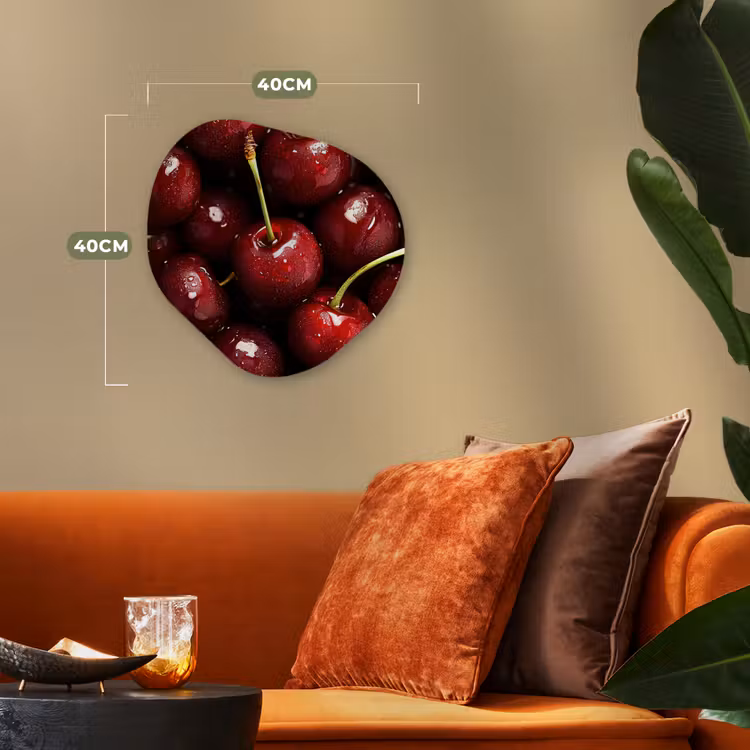 Rood - Fruit - Kersen Wandcirkel Organisch Forex 3mm klein -sfeer3