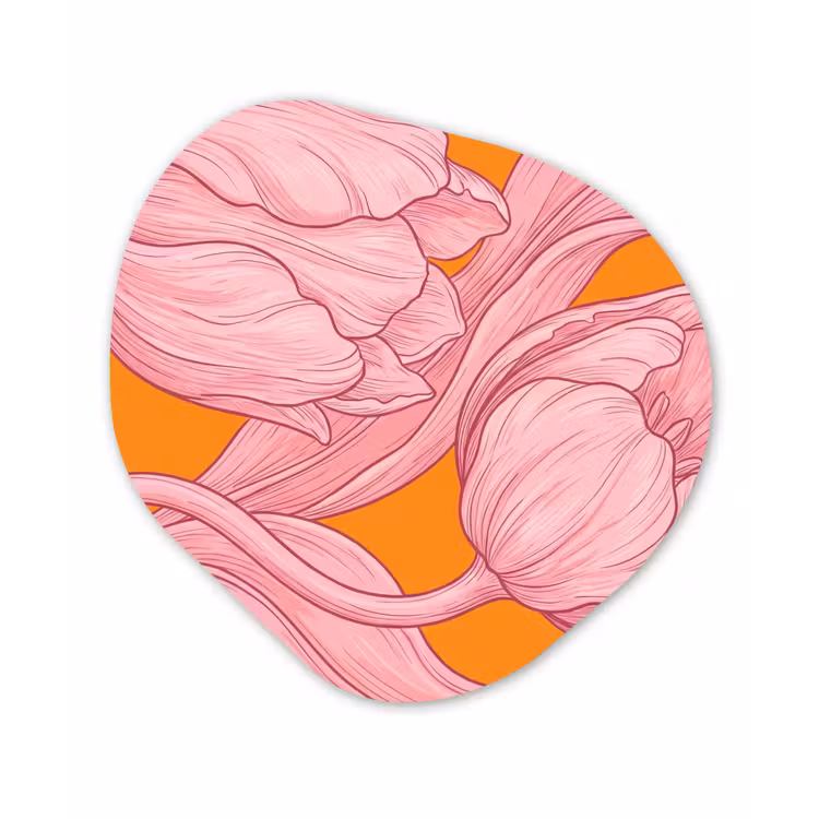 Organisch schilderij forex - Roze bloemen - Modern - Roze bloemen - Modern Wandcirkel Organisch Forex 3mm klein