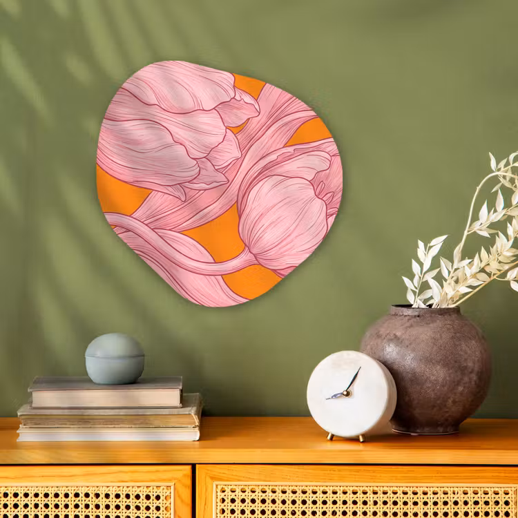 Organisch schilderij forex - Roze bloemen - Modern - Roze bloemen - Modern Wandcirkel Organisch Forex 3mm klein