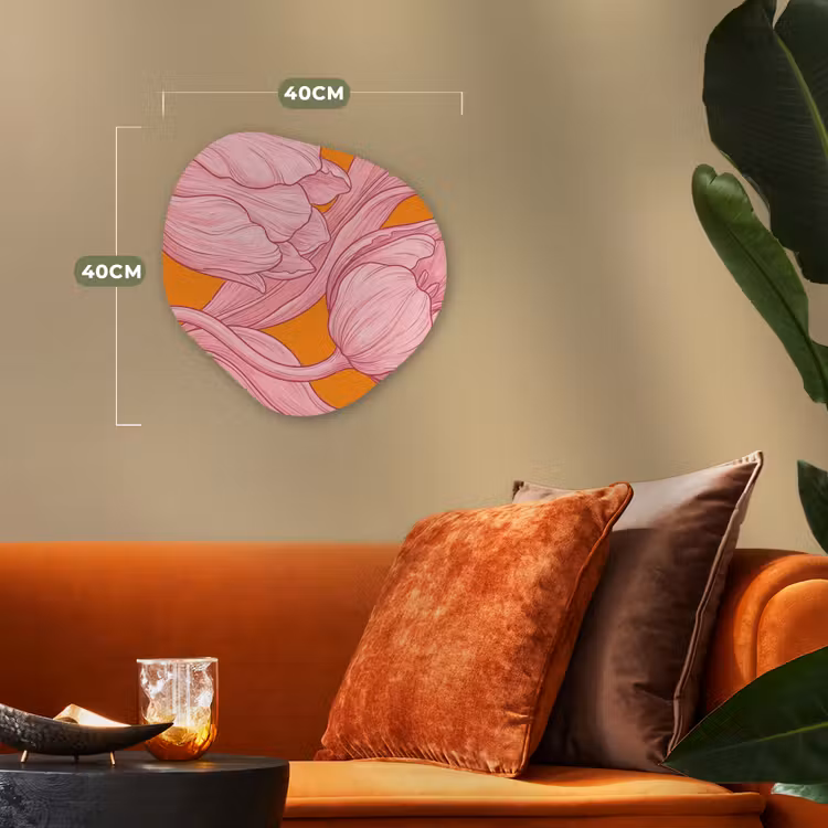 Organisch schilderij forex - Roze bloemen - Modern - Roze bloemen - Modern Wandcirkel Organisch Forex 3mm klein