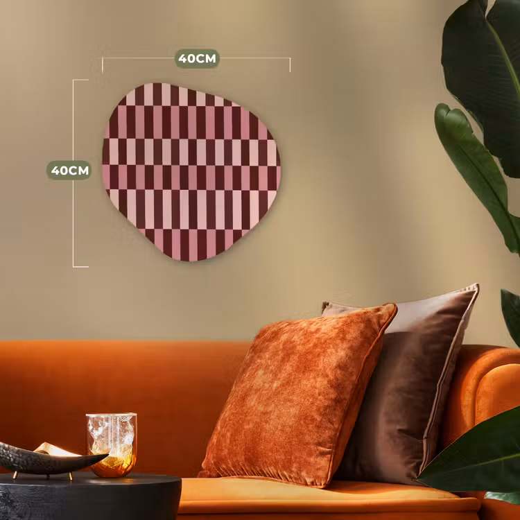 Roze - Rood - Blokjes Wandcirkel Organisch Forex 3mm klein 629 -sfeer3
