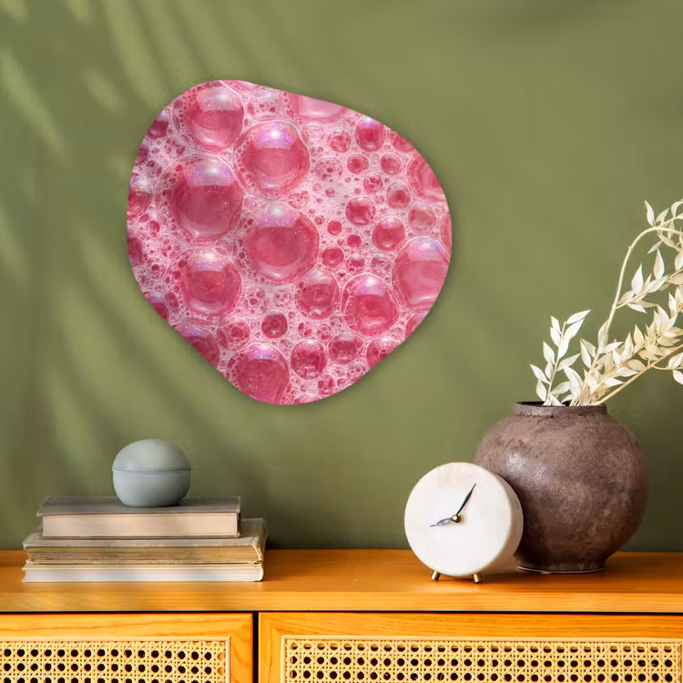 Roze - Schuim - Bubbels Wandcirkel Organisch Forex 3mm klein -sfeer2