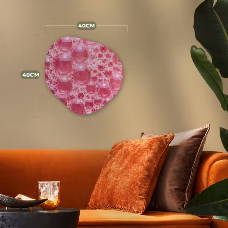 Roze - Schuim - Bubbels Wandcirkel Organisch Forex 3mm klein -sfeer3
