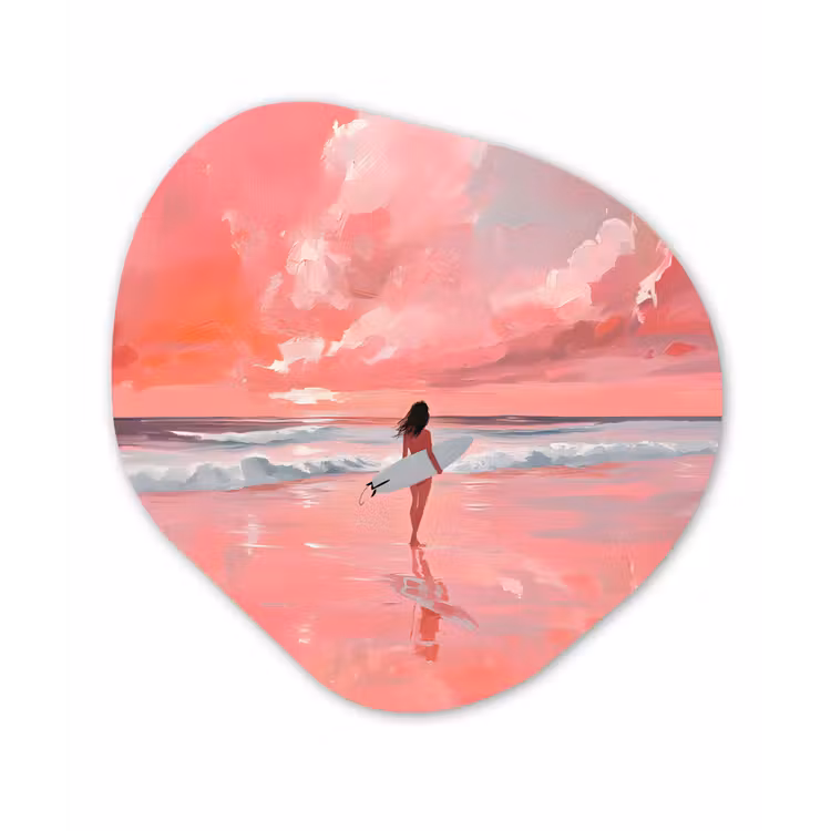 Roze - Surfen - Zee Wandcirkel Organisch Forex 3mm klein -3d
