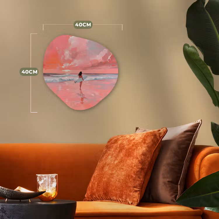 Roze - Surfen - Zee Wandcirkel Organisch Forex 3mm klein -sfeer3