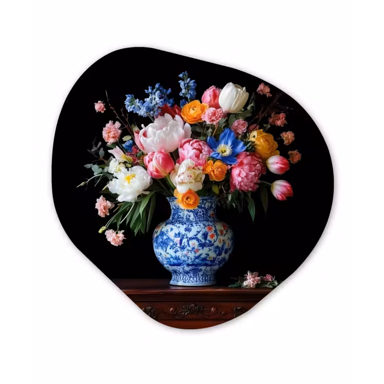 Rozen - Bloemen - Vaas - Boeket Wandcirkel Organisch Forex 3mm klein -3d