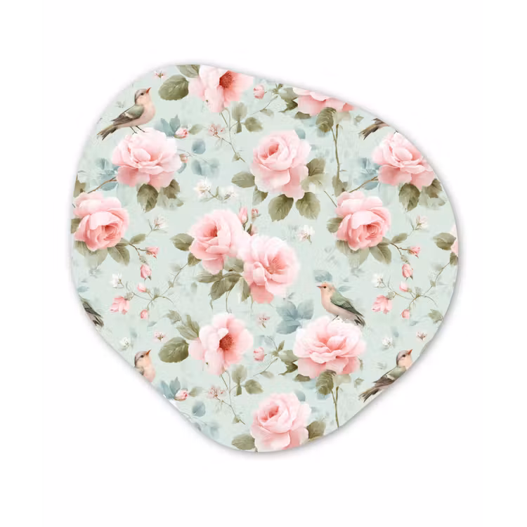 Rozen - Vogels - Pastel - Kleurrijk Wandcirkel Organisch Forex 3mm klein 629 -3d