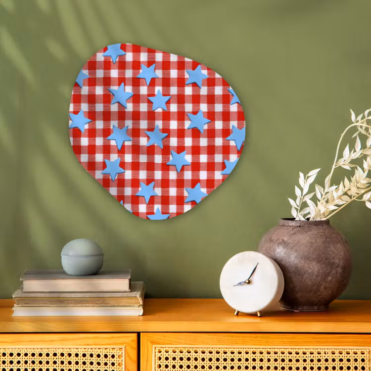 Ruit - Sterren - Rood Wandcirkel Organisch Forex 3mm klein 629 -sfeer2