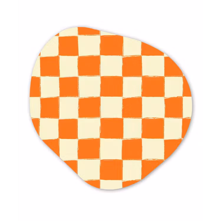 Schaak - Patroon - Oranje Wandcirkel Organisch Forex 3mm klein 629 -3d