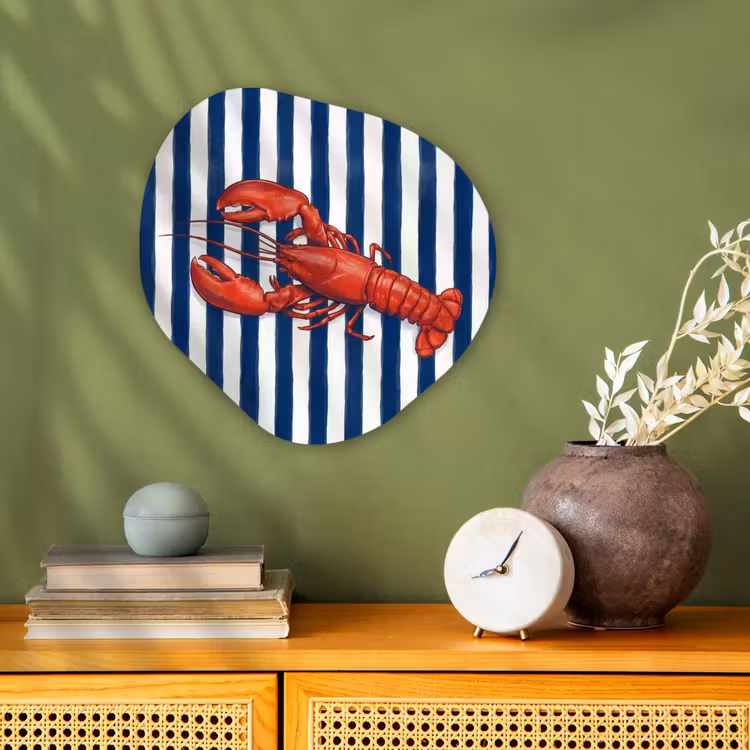 Schaaldier - Kreeft - Marine - Illustratie - Rood Wandcirkel Organisch Forex 3mm klein -sfeer2