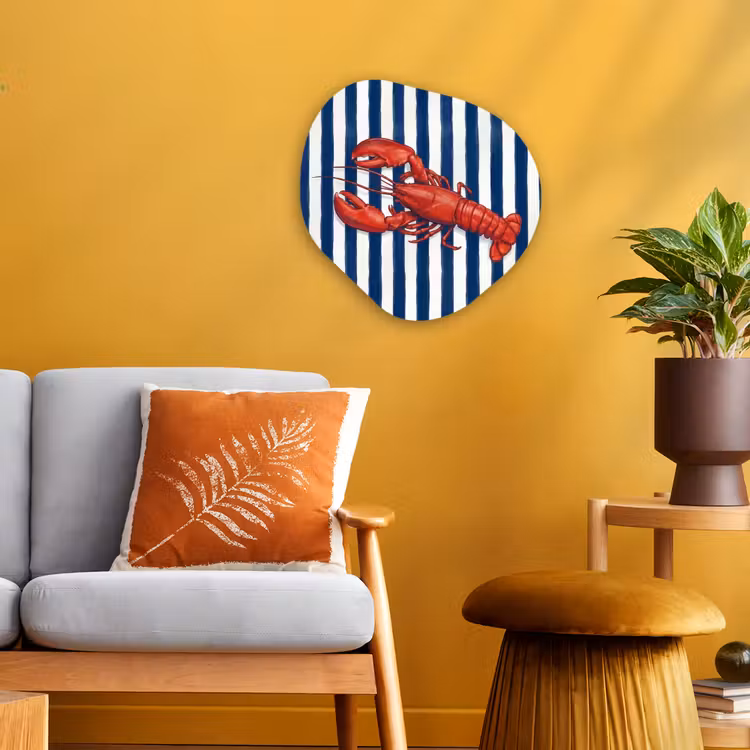 Schaaldier - Kreeft - Marine - Illustratie - Rood Wandcirkel Organisch Forex 3mm klein -sfeer4