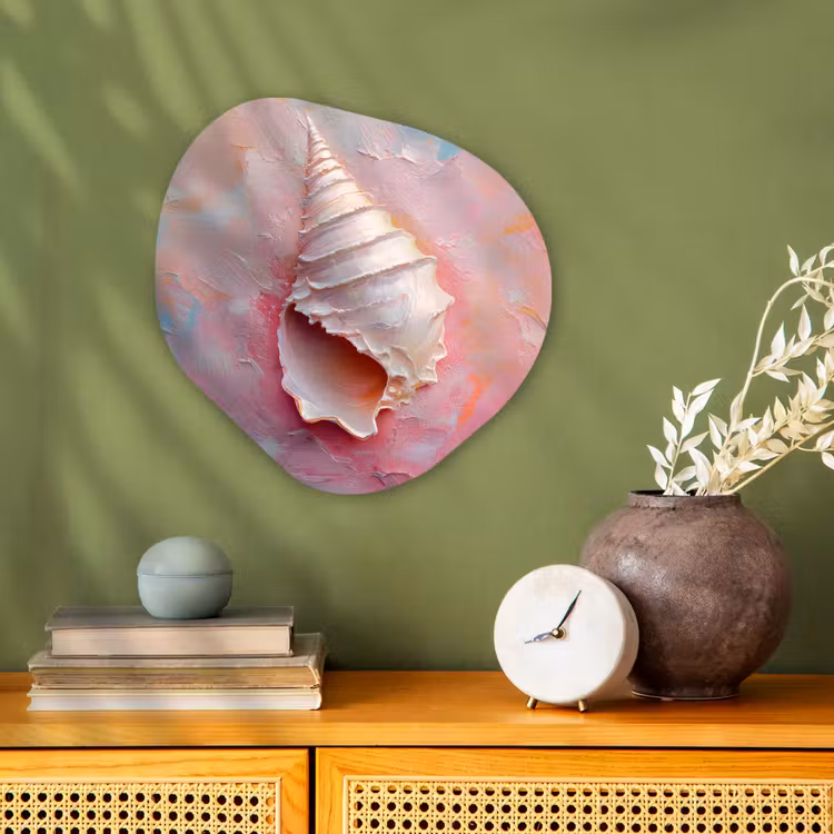 Schelp - Pastel - Pink Wandcirkel Organisch Forex 3mm klein -sfeer2