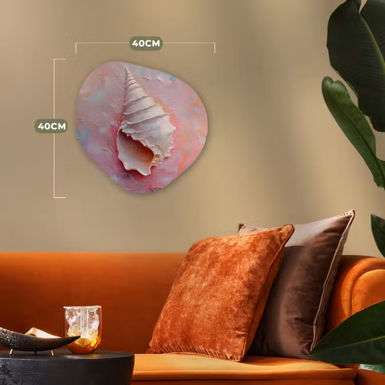 Schelp - Pastel - Pink Wandcirkel Organisch Forex 3mm klein -sfeer3