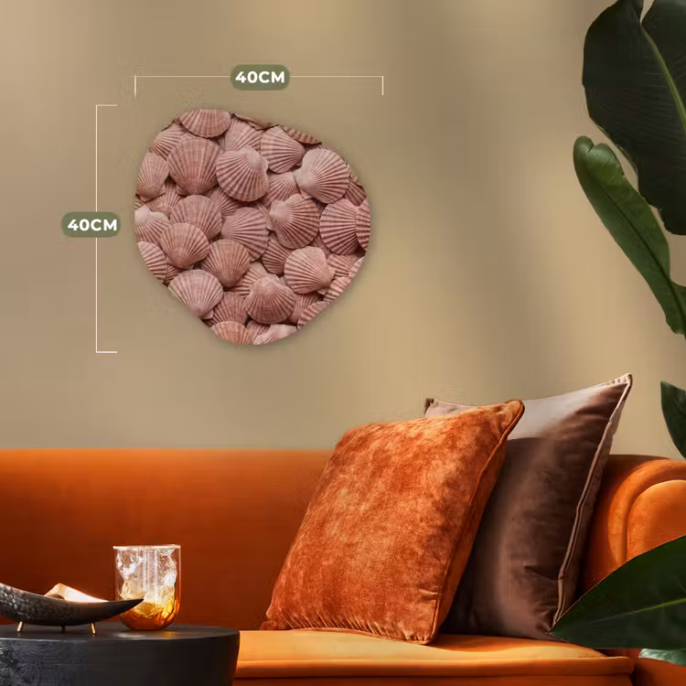 Schelpen - Patroon - Roze Wandcirkel Organisch Forex 3mm klein -sfeer3