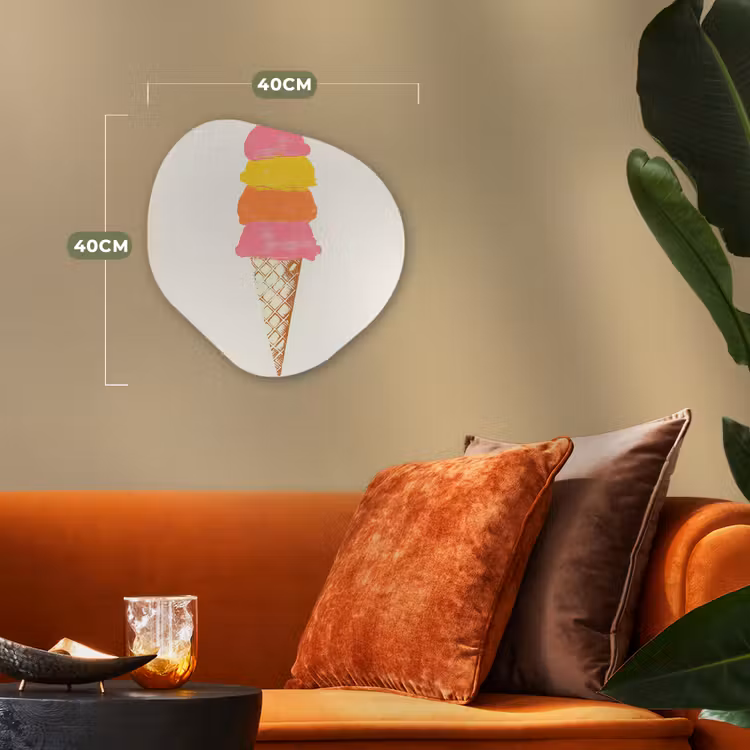 Schepijs - Hoorntje - Illustratie - Minimalistisch Wandcirkel Organisch Forex 3mm klein -sfeer3