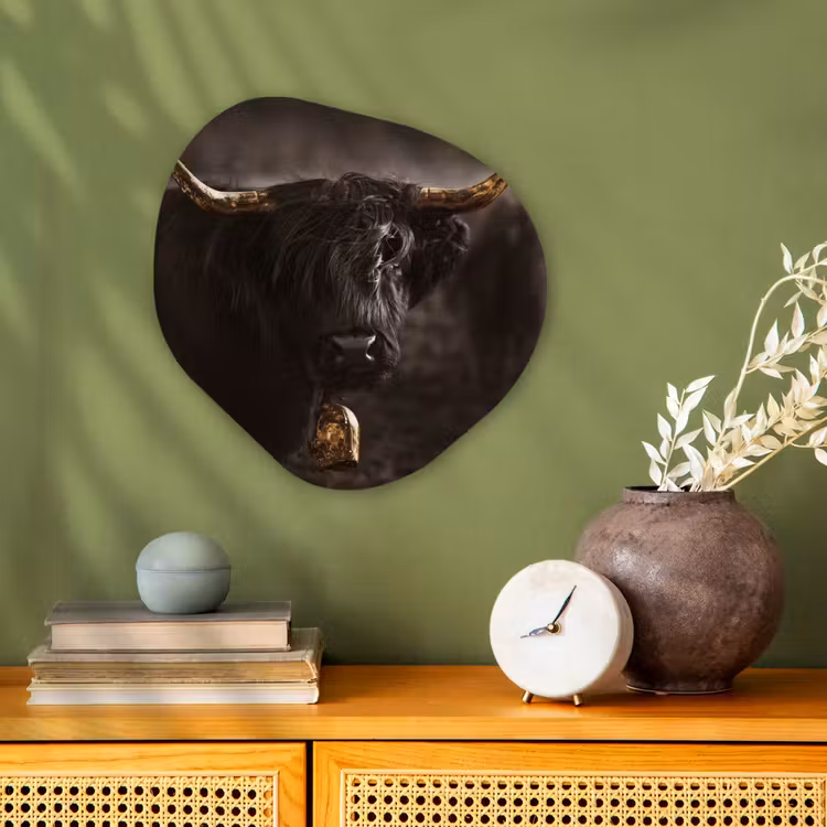 Schotse hooglander - Goud - Koebel - Hoorns - Dieren Wandcirkel Organisch Forex 3mm klein -sfeer2