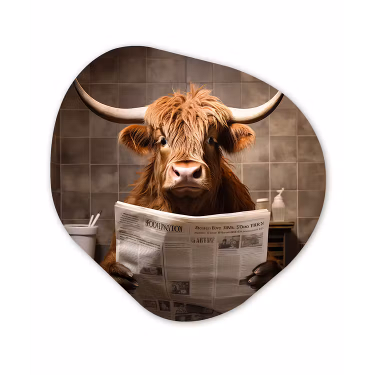 Schotse hooglander - Krant - Toilet Wandcirkel Organisch Forex 3mm klein -3d