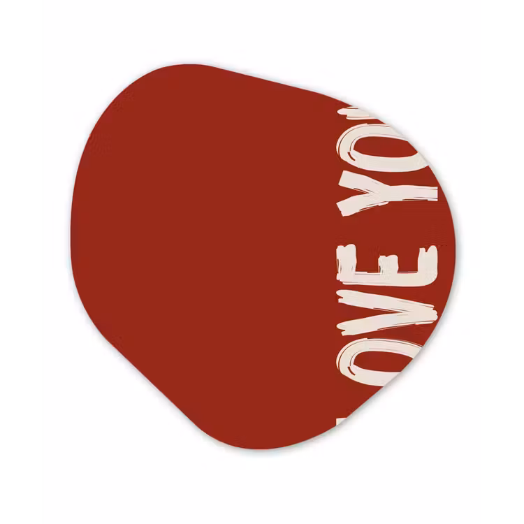 Schuin - Loveyou - Rood Wandcirkel Organisch Forex 3mm klein -3d