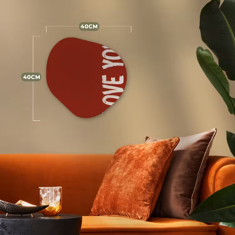 Schuin - Loveyou - Rood Wandcirkel Organisch Forex 3mm klein -sfeer3