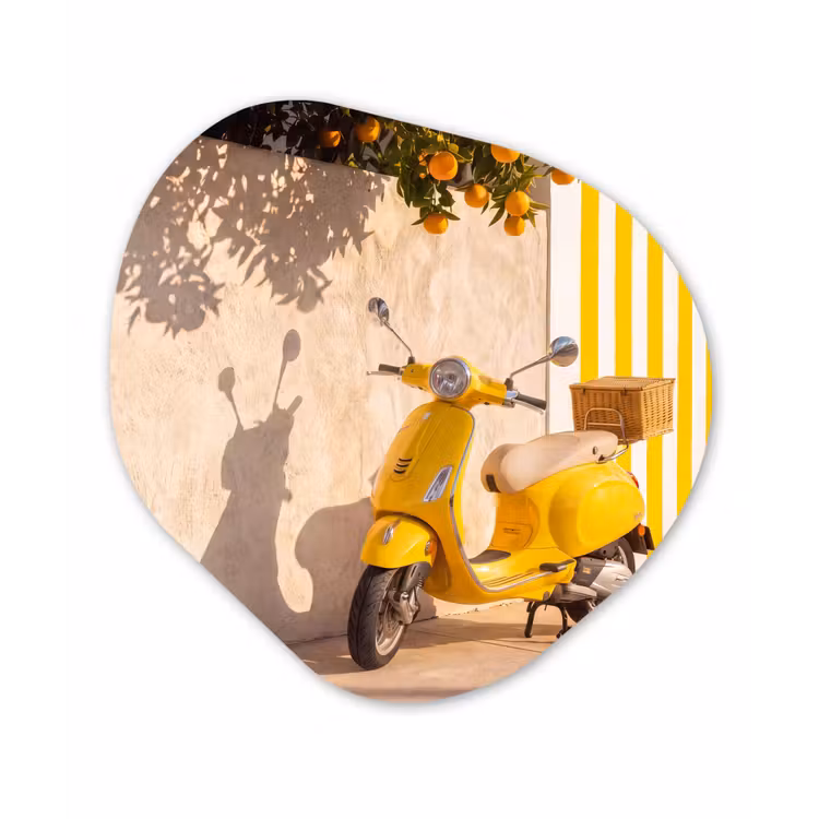 Scooter - Natuur - Zomer - Geel - Mediterraan Wandcirkel Organisch Forex 3mm klein -3d