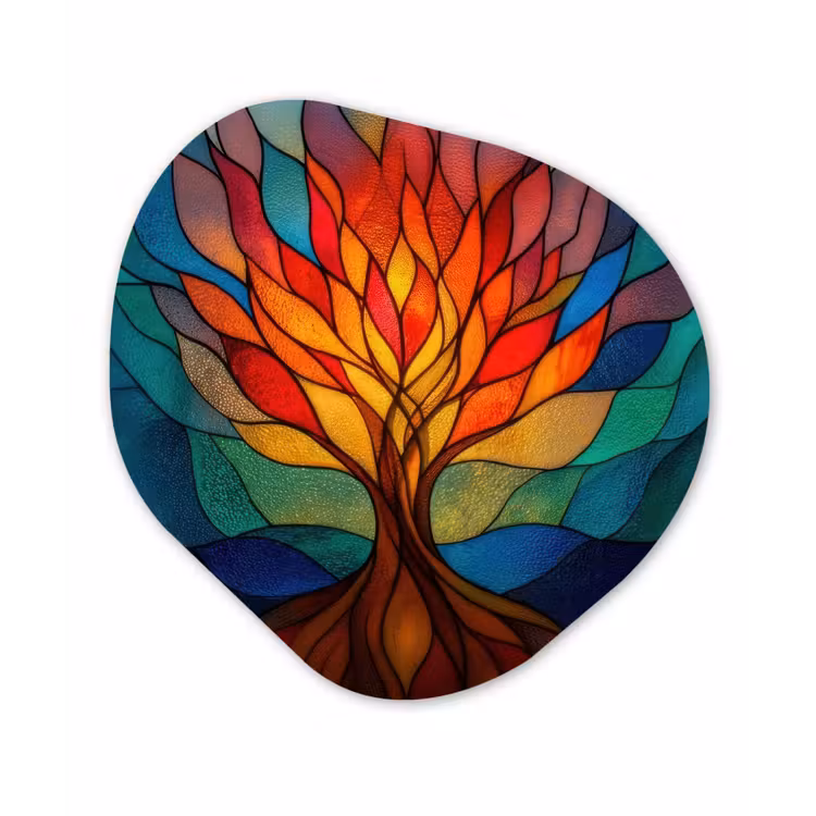 Sierglas - Boom - Rood - Vlakken Wandcirkel Organisch Forex 3mm klein -3d