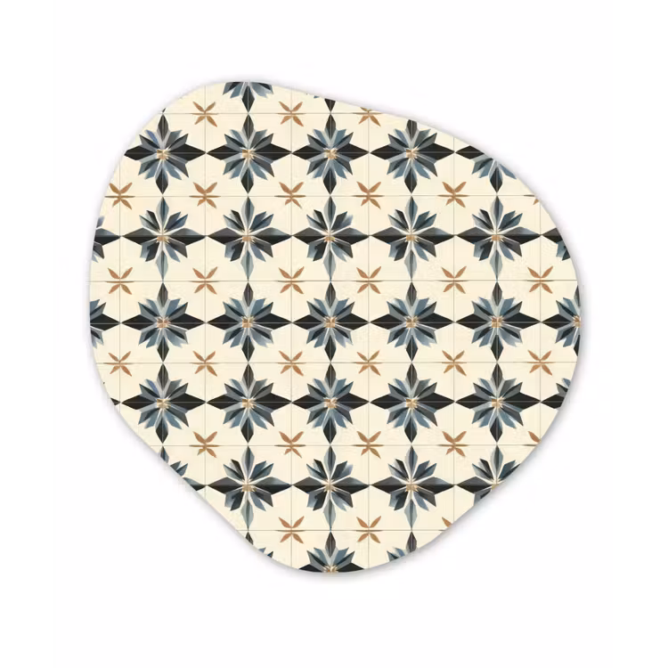 Sierlijk - Ornament - Blauw Wandcirkel Organisch Forex 3mm klein 629 -3d