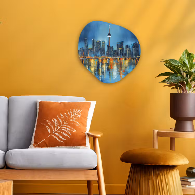Skyline Toronto - Water - Stadslichten - Toren Wandcirkel Organisch Forex 3mm klein -sfeer4