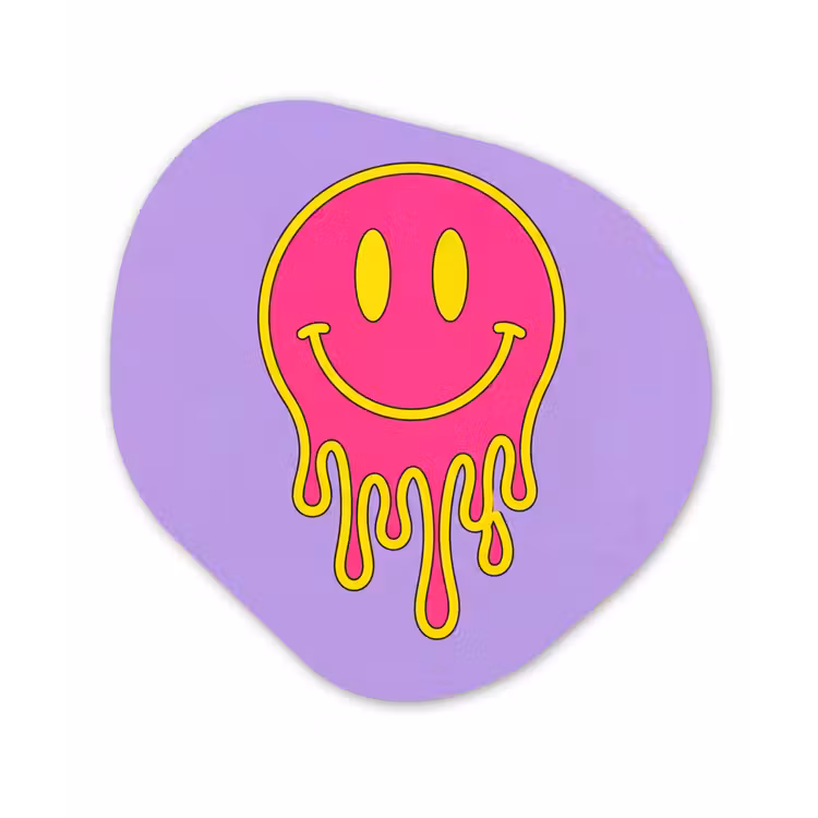 Smiley - Drip - Neon Wandcirkel Organisch Forex 3mm klein -3d