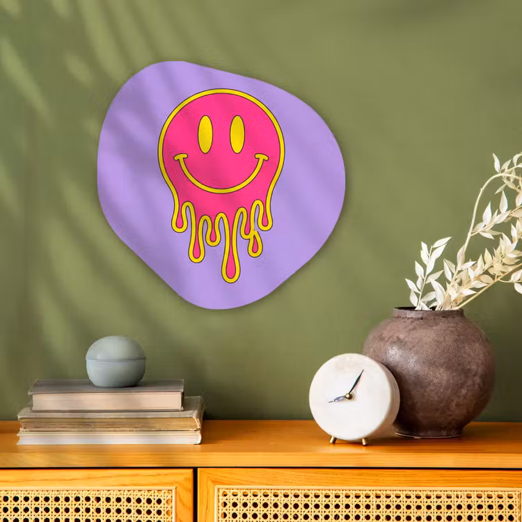 Smiley - Drip - Neon Wandcirkel Organisch Forex 3mm klein -sfeer2