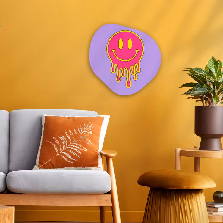 Smiley - Drip - Neon Wandcirkel Organisch Forex 3mm klein -sfeer4