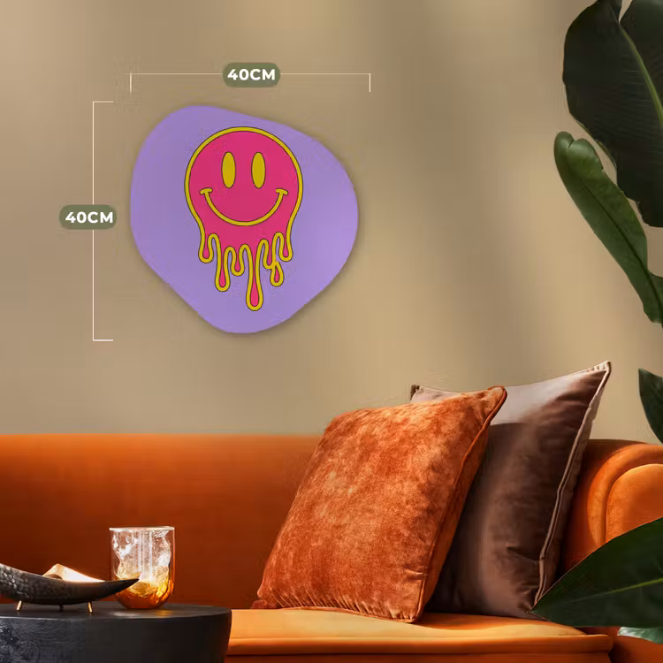 Smiley - Drip - Neon Wandcirkel Organisch Forex 3mm klein -sfeer3