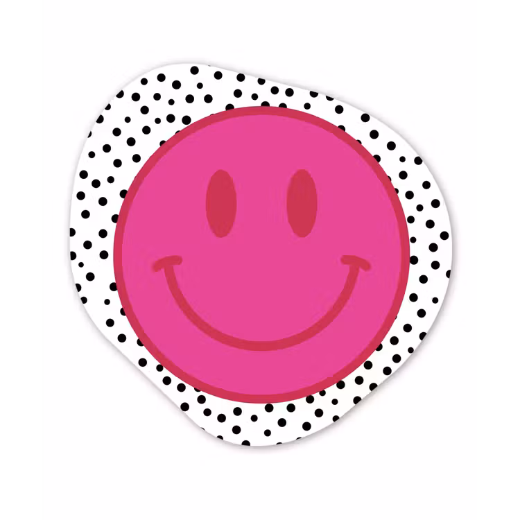Smiley - Roze - Stippen Wandcirkel Organisch Forex 3mm klein -3d