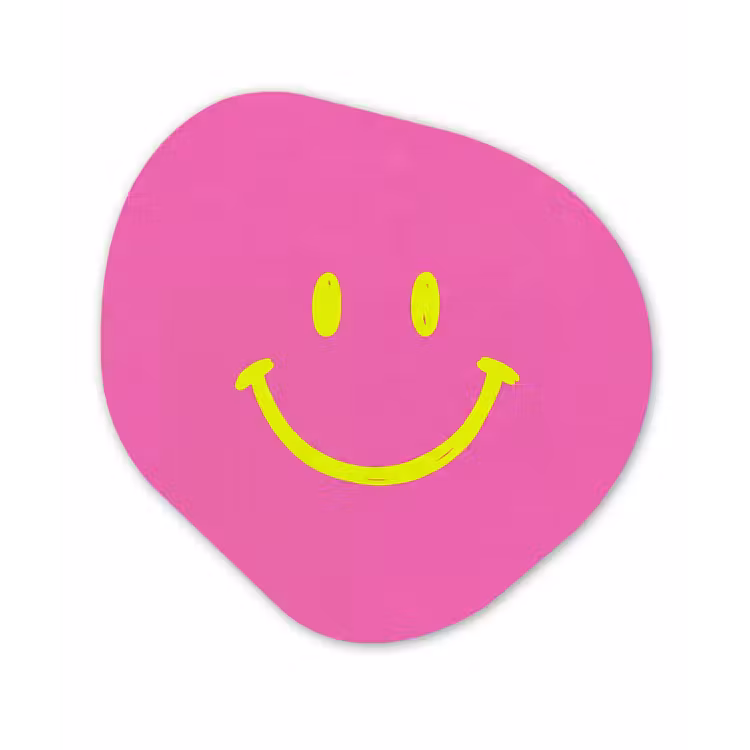 Smiley - Vrolijk - Roze Wandcirkel Organisch Forex 3mm klein -3d