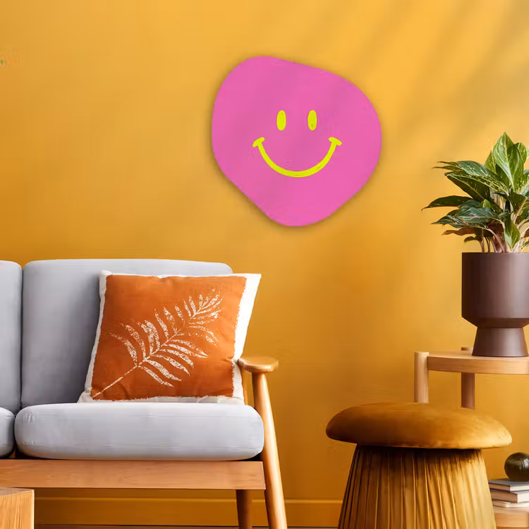 Smiley - Vrolijk - Roze Wandcirkel Organisch Forex 3mm klein -sfeer4