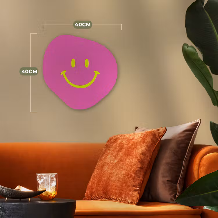 Smiley - Vrolijk - Roze Wandcirkel Organisch Forex 3mm klein -sfeer3