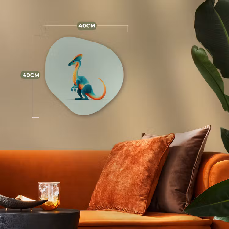 Staart - Dino - Minimalistisch - Blauw Wandcirkel Organisch Forex 3mm klein -sfeer3