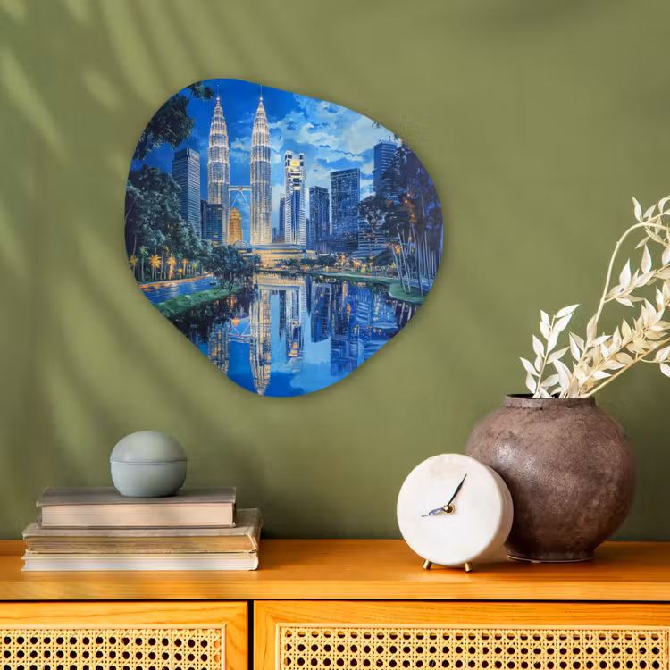 Stad Kuala Lumpur - Skyline - Wolkenkrabbers - Water Wandcirkel Organisch Forex 3mm klein -sfeer2