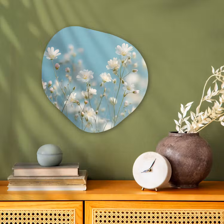 Stengels - Bloemen - Lucht - Wit Wandcirkel Organisch Forex 3mm klein -sfeer2
