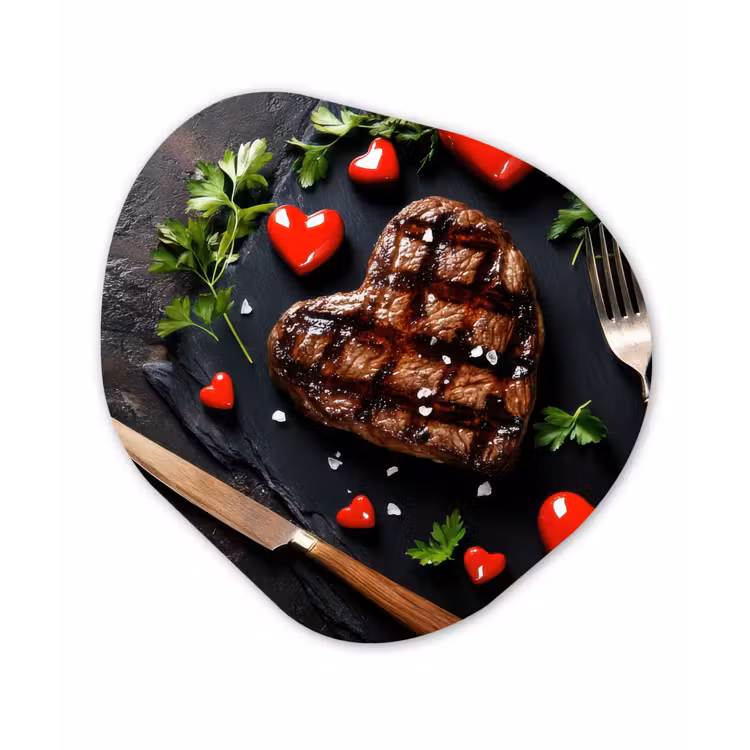 Steak - Hart - Bestek Wandcirkel Organisch Forex 3mm klein -3d