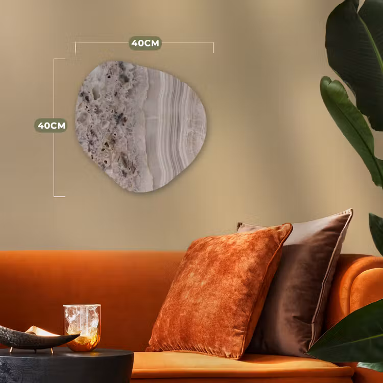 Steen - Textuur - Abstract - Beige - Wit Wandcirkel Organisch Forex 3mm klein -sfeer3