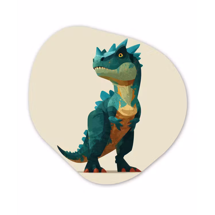 Stekels - Dino - Blauw - Gespierd Wandcirkel Organisch Forex 3mm klein -3d