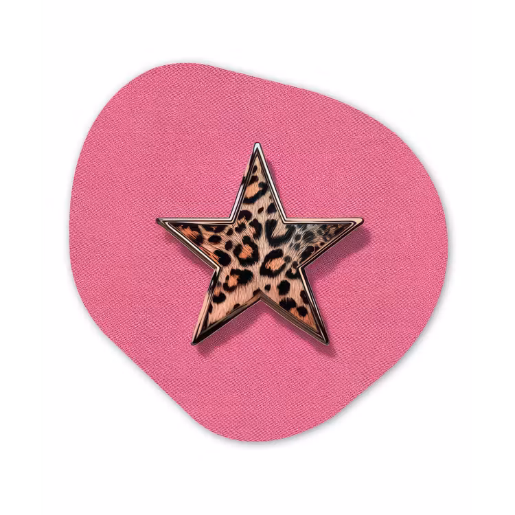 Ster - Luipaard - Print - Roze Wandcirkel Organisch Forex 3mm klein -3d