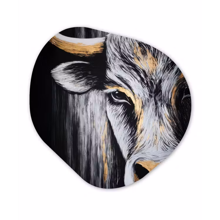 Stier - Hoorns - Snuit - Goud Wandcirkel Organisch Forex 3mm klein -3d