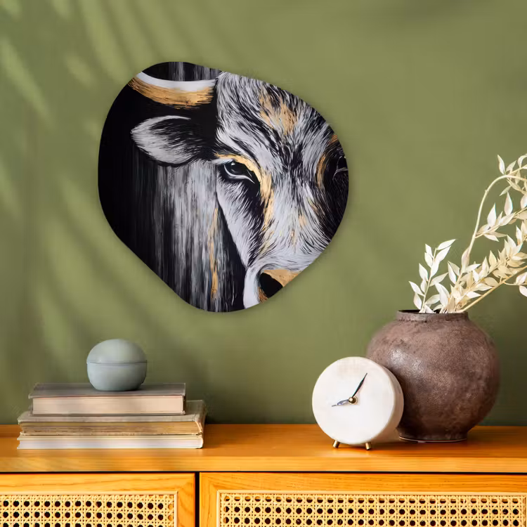Stier - Hoorns - Snuit - Goud Wandcirkel Organisch Forex 3mm klein -sfeer2