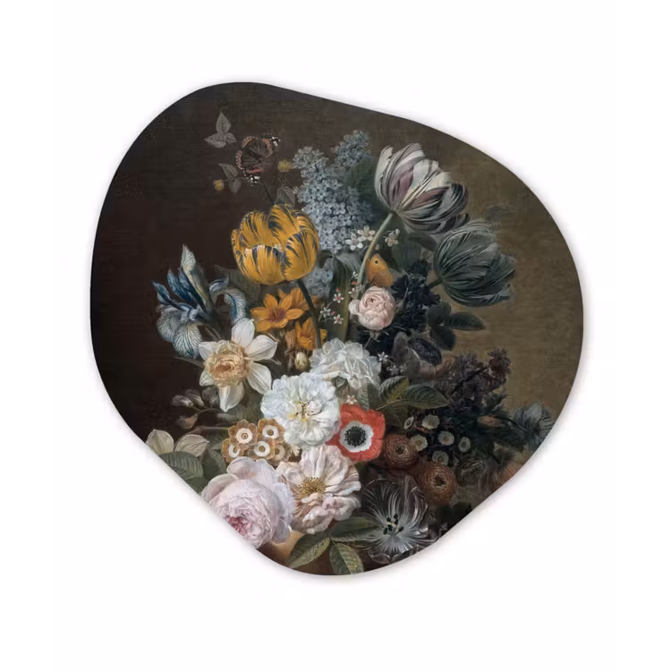 Stilleven met bloemen - Schilderij van Eelke Jelles Eelkema Wandcirkel Organisch Forex 3mm klein -3d