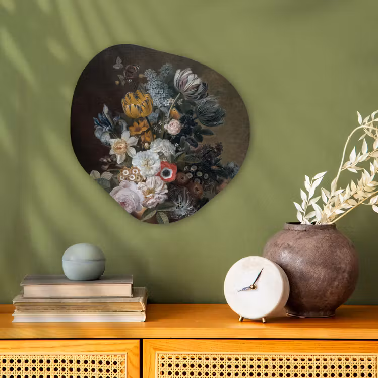 Stilleven met bloemen - Schilderij van Eelke Jelles Eelkema Wandcirkel Organisch Forex 3mm klein -sfeer2