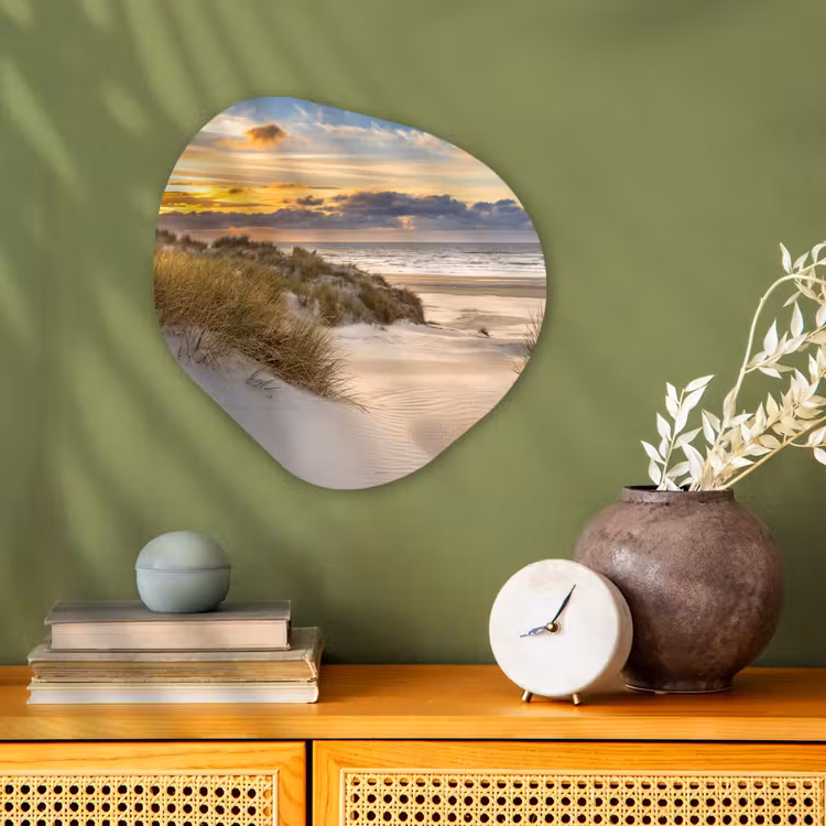 Strand - Duin - Gras - Zonsondergang - Zee Wandcirkel Organisch Forex 3mm klein -sfeer2